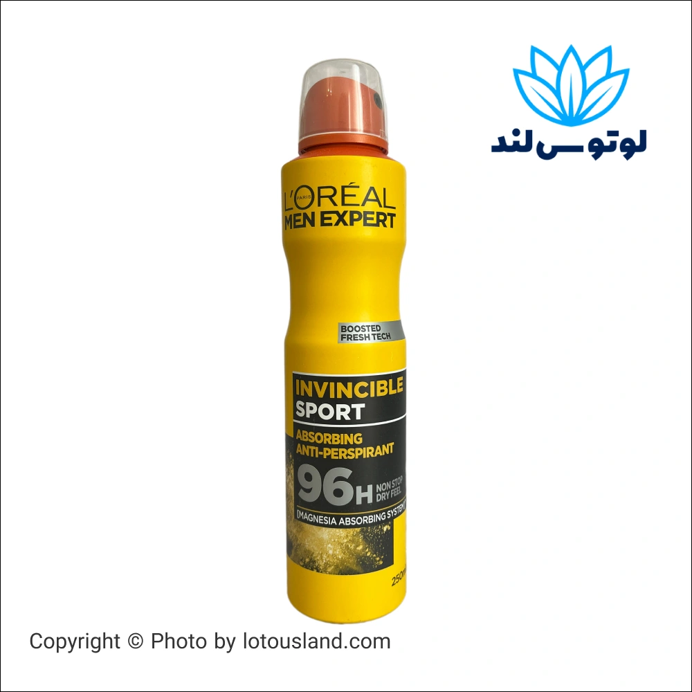 اسپری ضد تعریق L'Oréal Men Expert Invincible Sport با محافظت 96 ساعته و سیستم جذب مگنزیوم