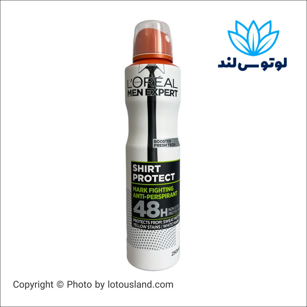 اسپری ضد تعریق L'Oréal Men Expert Shirt Protect با محافظت 48 ساعته و جلوگیری از لکه‌ها