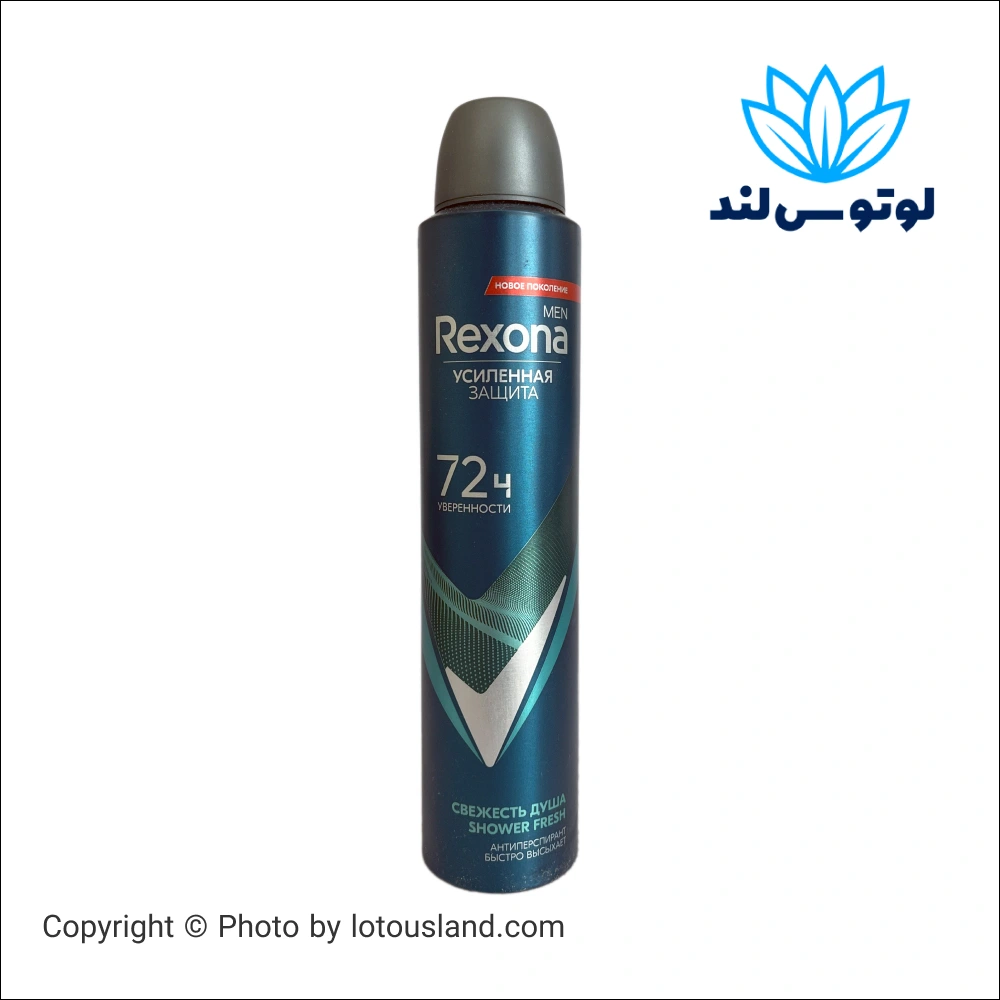 اسپری ضد تعریق رکسونا مردانه با رایحه دوش تازه و حفاظت 72 ساعته