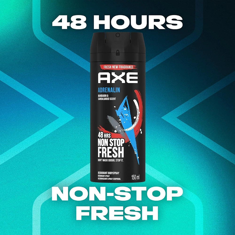 Axe Adrenaline اسپری ضدعرق مردانه با رایحه نارنگی و صندل