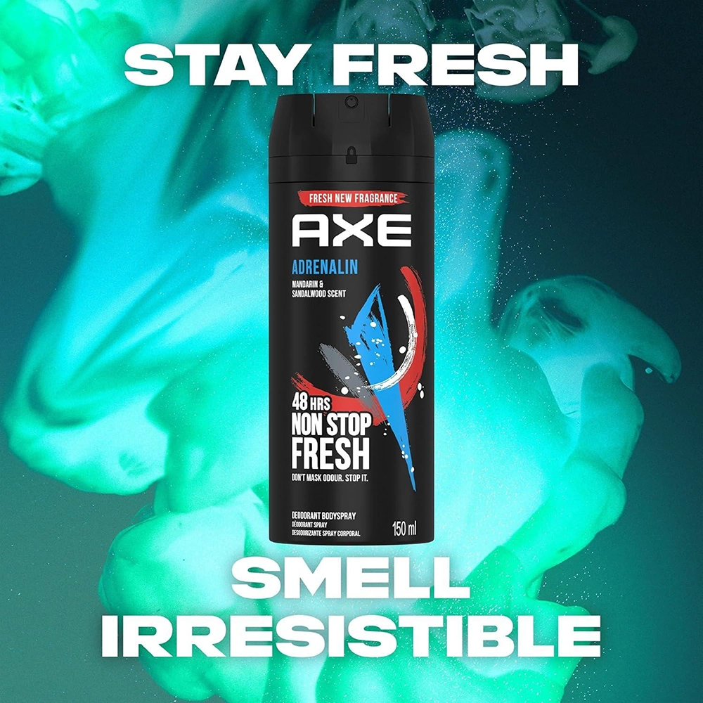 Axe Adrenaline اسپری ضدعرق مردانه با رایحه نارنگی و صندل